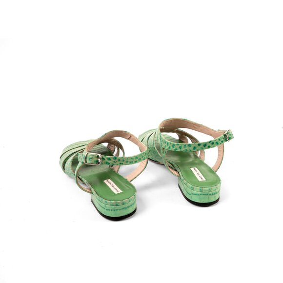 Dries Van Noten Green Embossed Leather Sandals - Size 37 - Picture 4 of 8